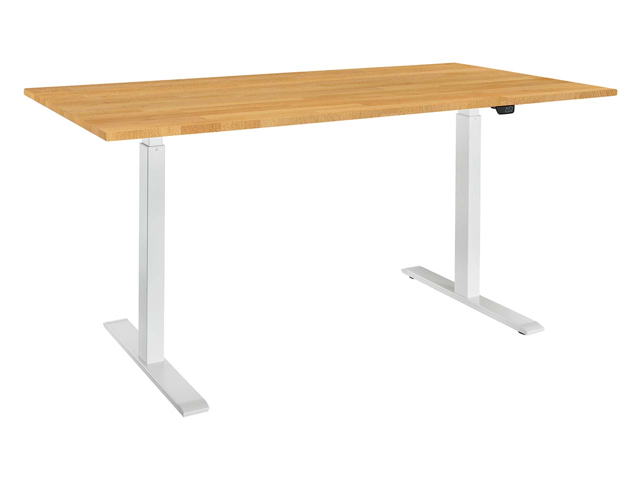 memo Höhenverstellbarer Schreibtisch "ON" weiß, Buche massiv, B 160 x T 70 cm