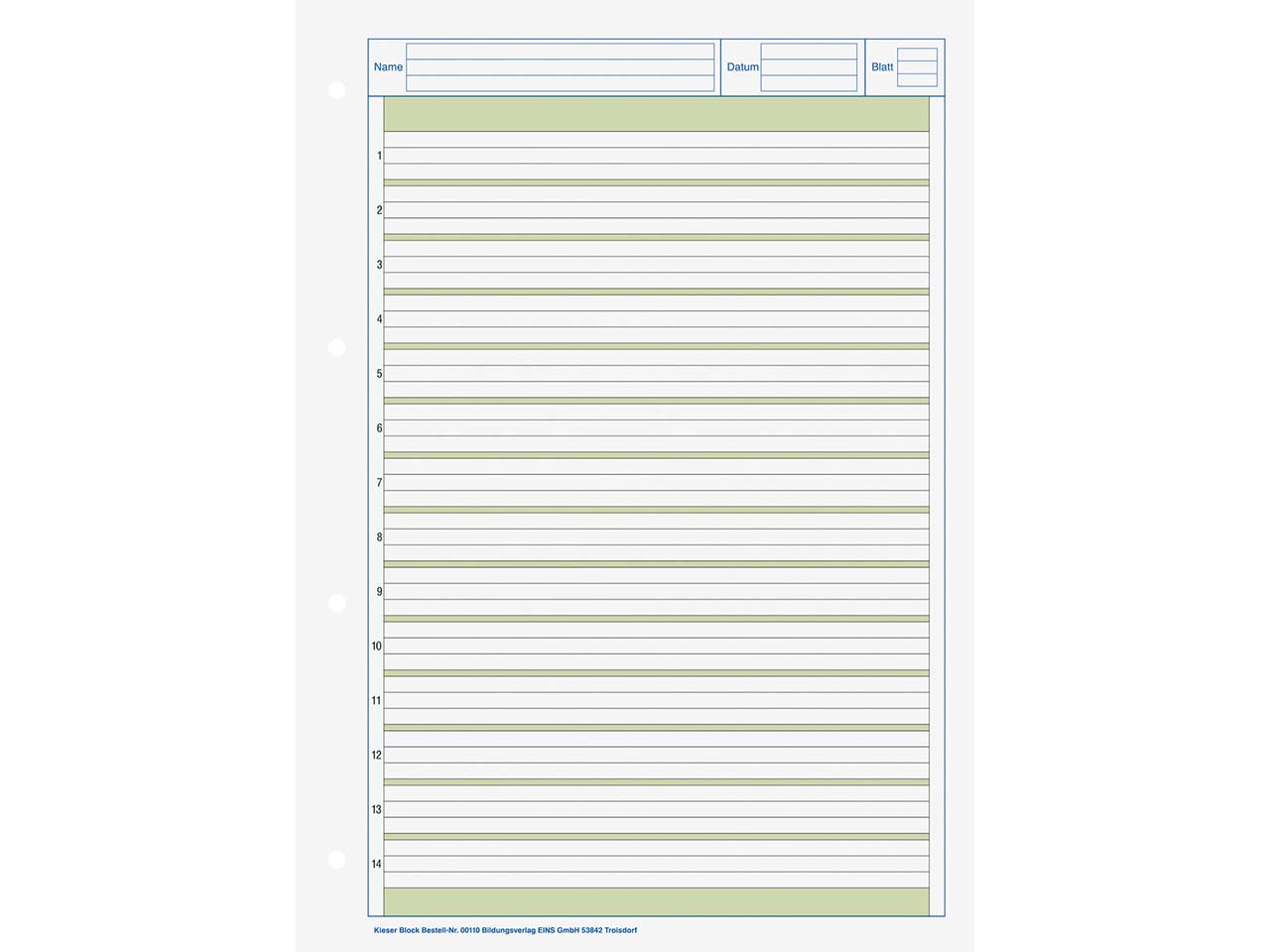 BRUNNEN Kieserblock DIN A4, Lineatur 1, 80 g/m², 50 Blatt
