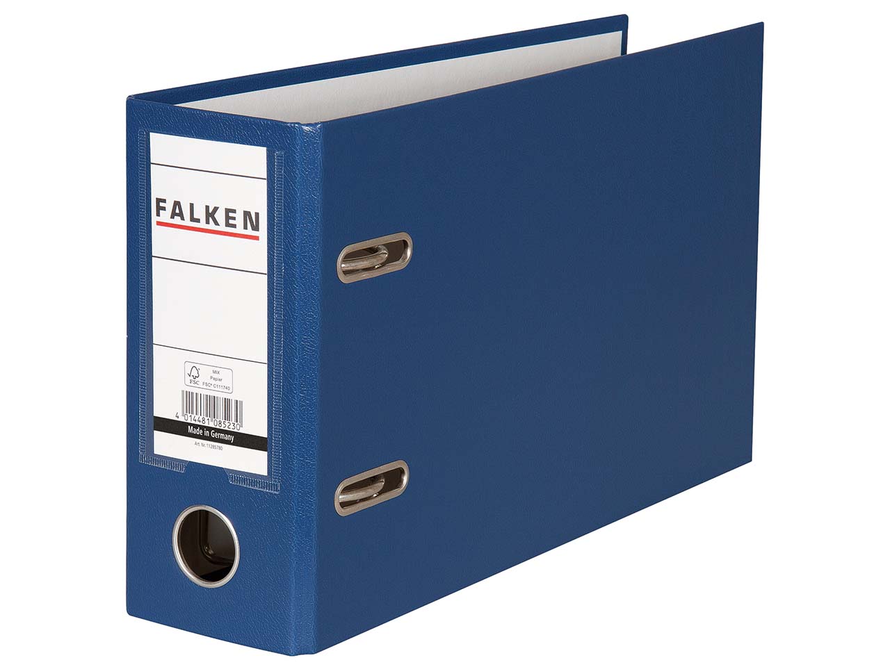 10 Falken Ordner, kaschierter Karton PP, 250 g/m², DIN A5 quer, RB 80 mm, blau