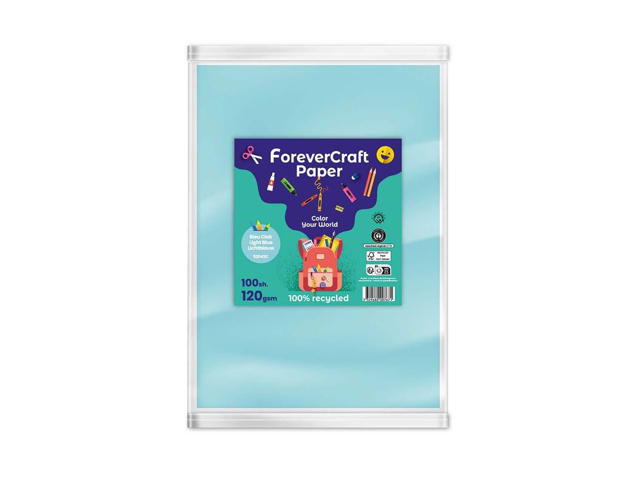 100 Blatt Tonpapier DIN A4 "forever craft paper" 120g/m² himmelblau