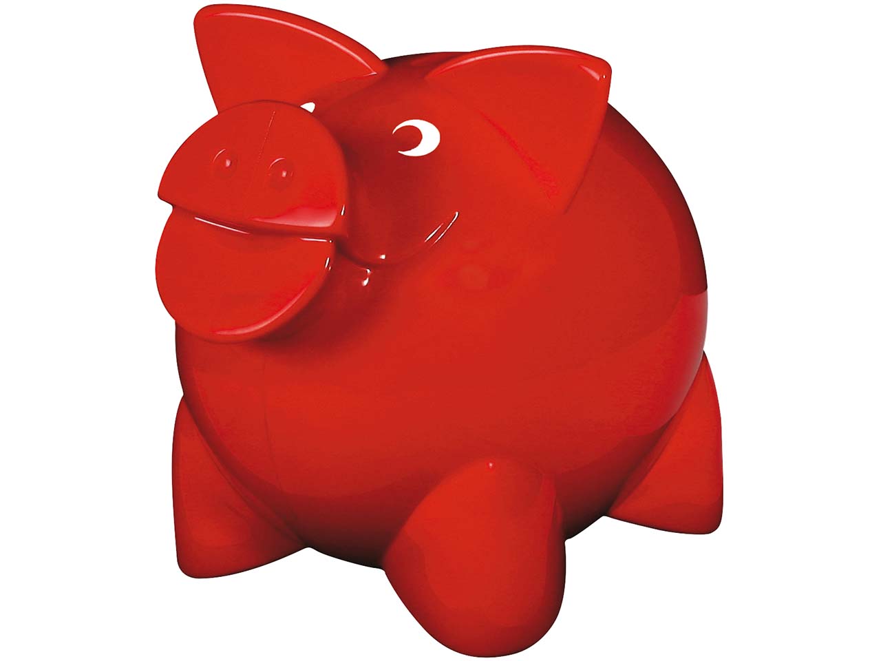 Sparschwein "Happy" inkl. 1-farbig seitlichem Aufdruck, rot Vollton