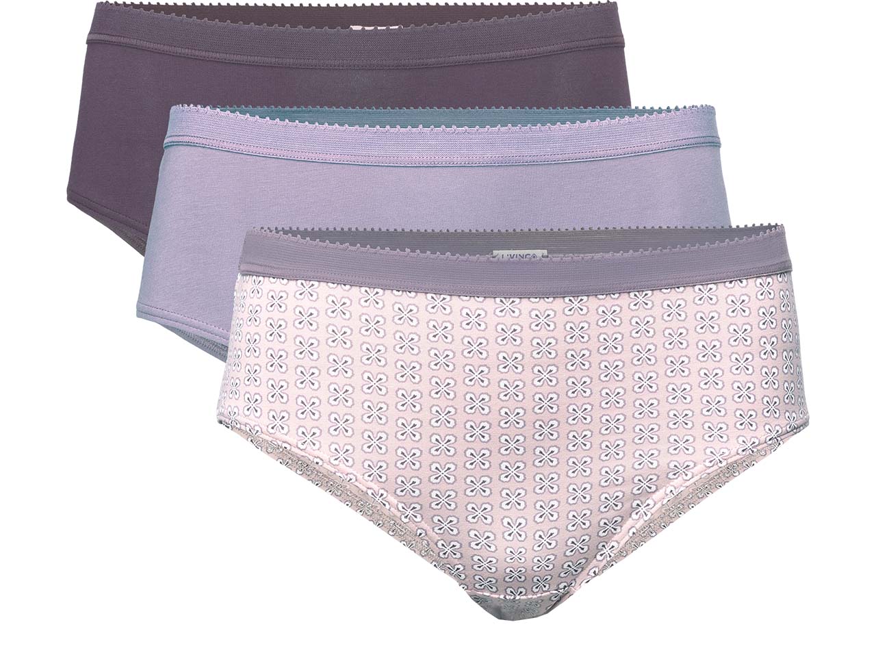Living Crafts 3er-Pack Bio-Damen-Slips 'POLLY', minimal print mauve, Gr. M