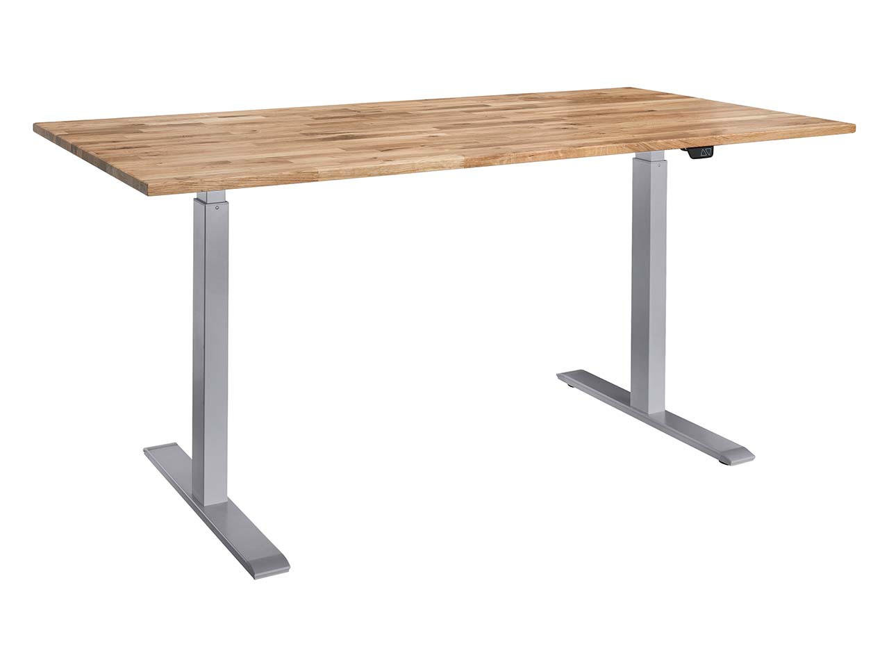 memo Höhenverstellbarer Schreibtisch "ON" grau, Eiche massiv, B 120 x T 80 cm