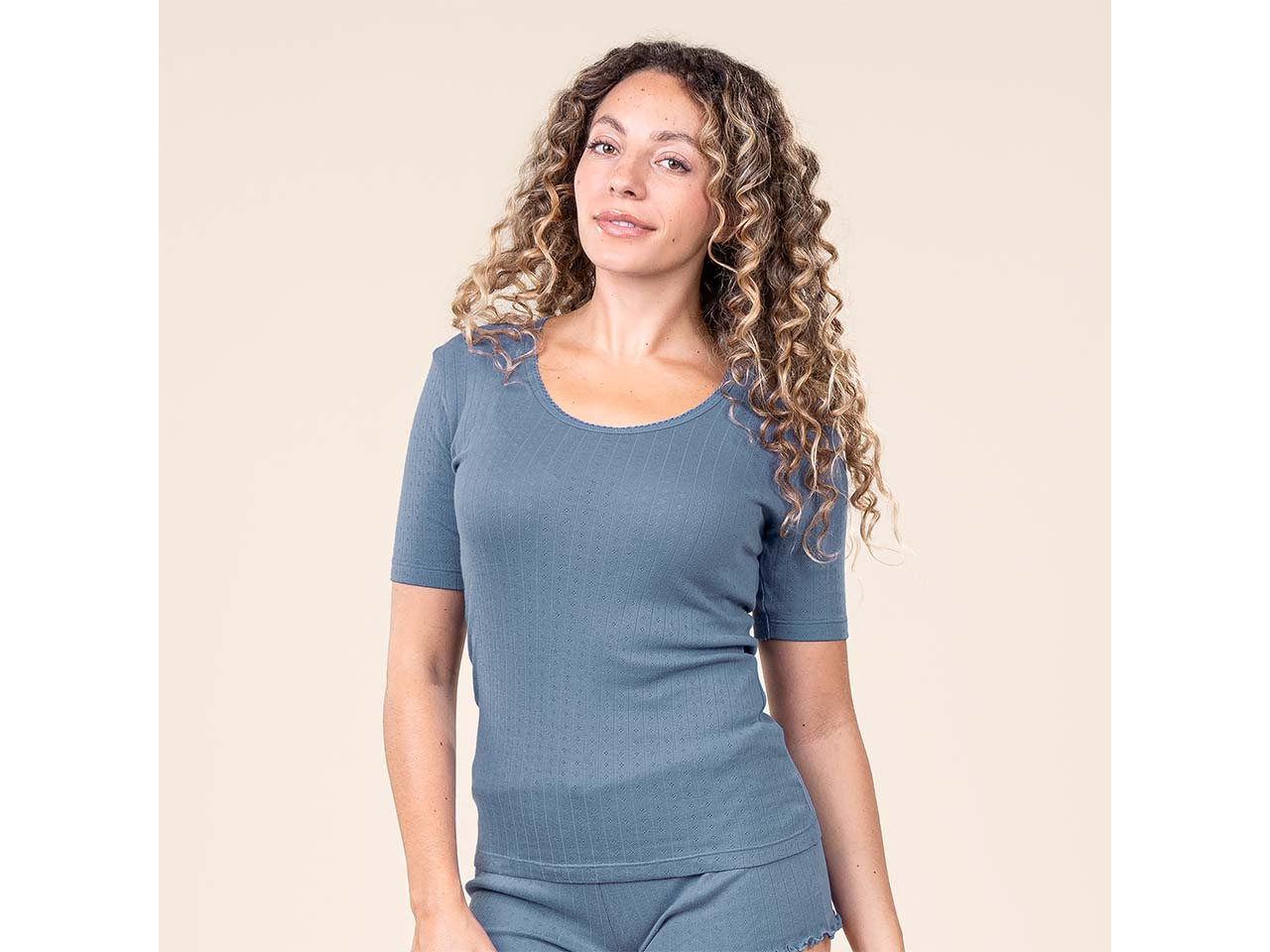 Living Crafts Bio-Damen-Schlafshirt 'ROOS' mit Rundhalsausschnitt, dried lavender, Gr. XL