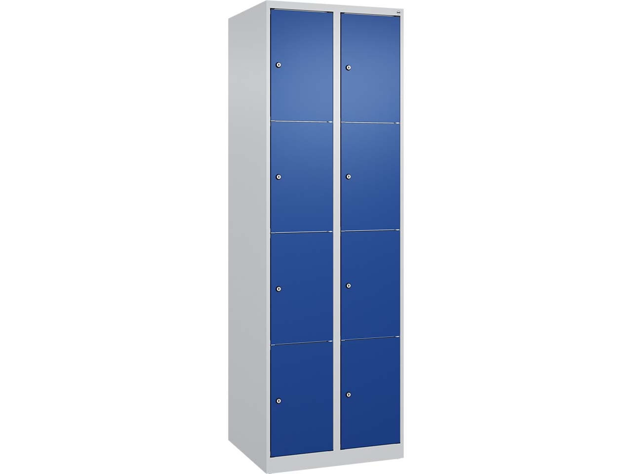 C+P Schließfachschrank Classic PLUS, 8 Fächer, 1850x600x500mm, Lichtgrau/Enzianblau