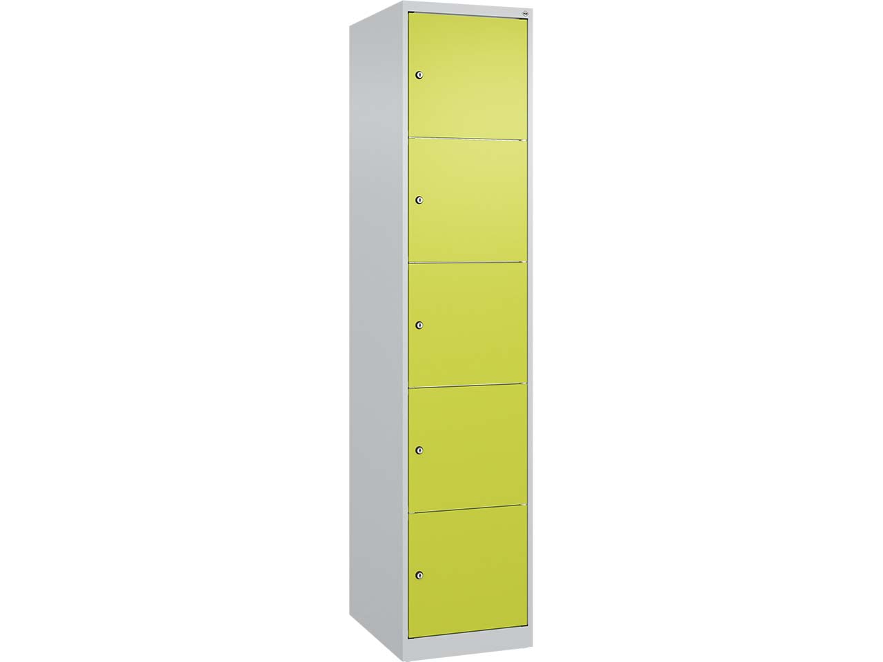 C+P Schließfachschrank Classic PLUS, 5 Fächer, 1850x400x500mm, Lichtgrau/Clowngrün