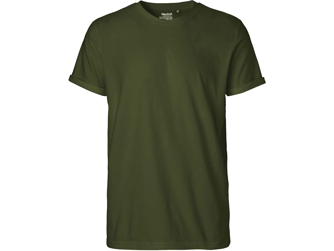 Neutral Bio-Herren-T-Shirt mit Roll-Up-Ärmeln, military, Gr. XL
