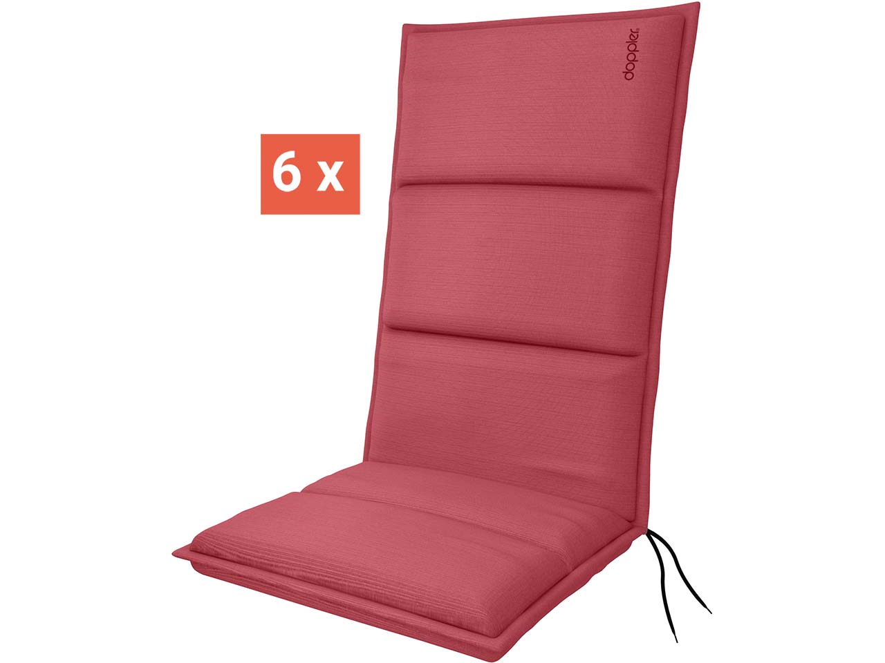 doppler Auflage "CITY" für Hochlehner, 6er-Pack, 119x48x6 cm, Polyester, himbeer