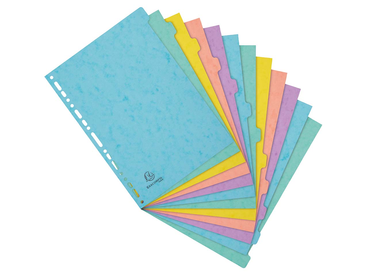 15 Exacompta Register "Aquarel", Colorspan, 12 Taben neutral, 400 g/m², DIN A4, sortiert
