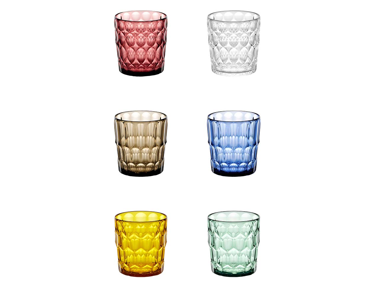 guzzini Becher-Set "VANITY" aus biobasiertem Spezial-Acrylglas, 360 ml, sortiert, 6 Stk.