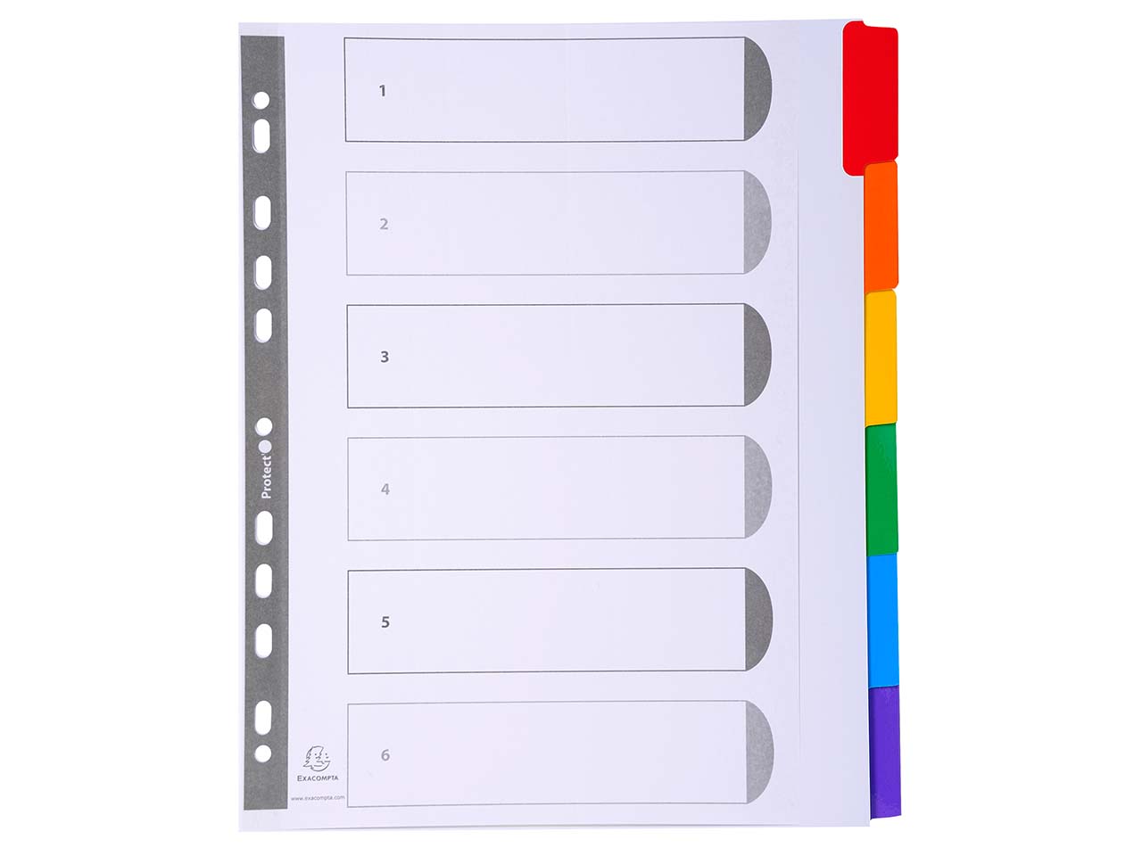20 Exacompta Register, 6 Taben neutral, 160 g/m², DIN A4 Maxi, weiß