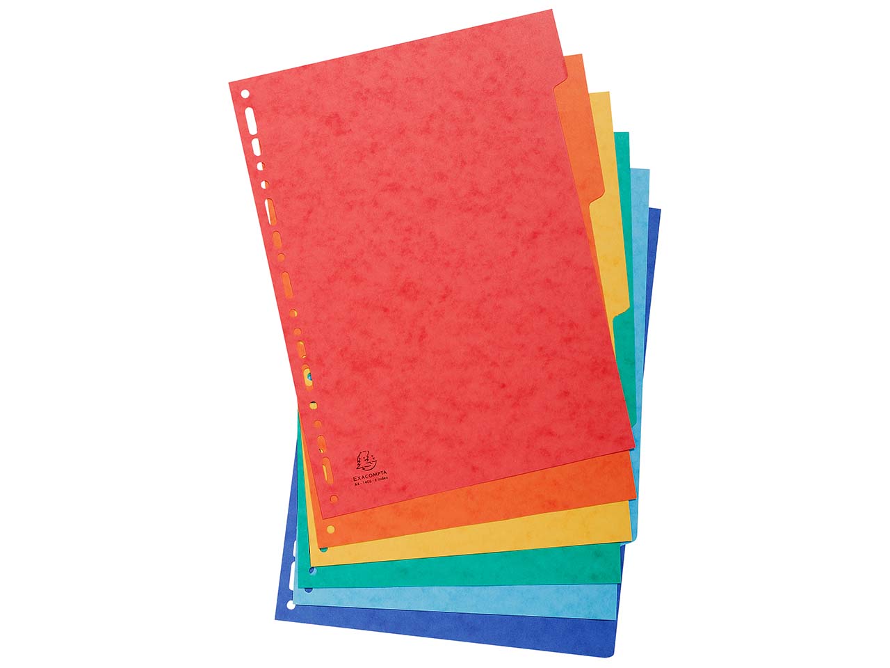 50 Exacompta Register, Colorspan-Karton, 6 Taben neutral, 225 g/m², DIN A4, sortiert
