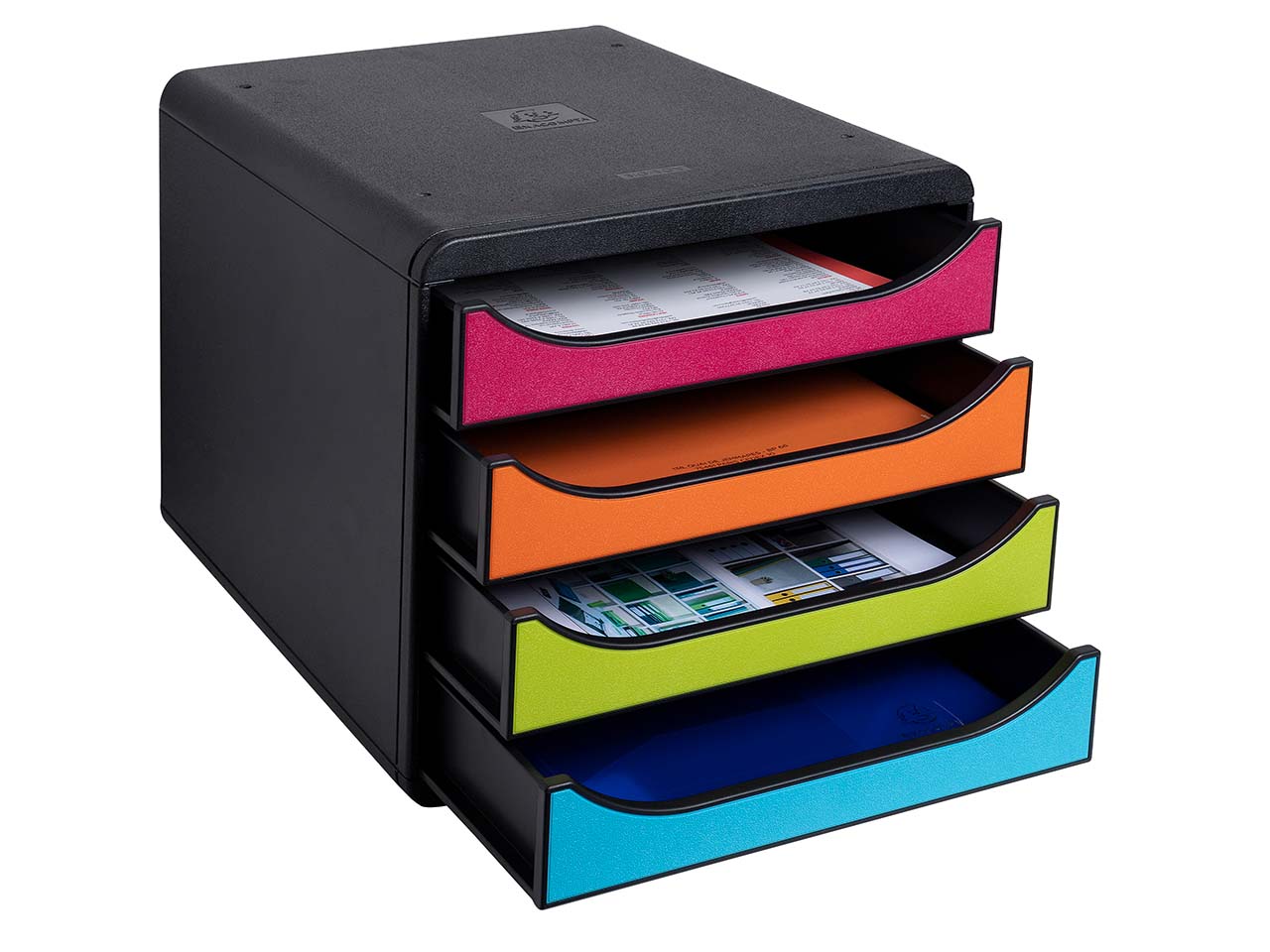 Exacompta Schubladenbox "Iderama", DIN A4+, 4 Schubladen offen, regenbogen