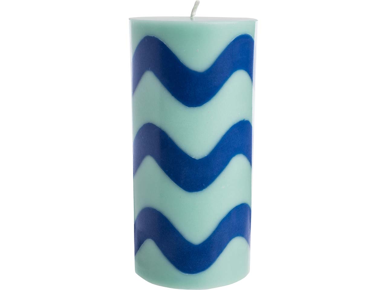 tranquillo Stumpenkerze "GLUMI WAVE" aus Stearin, Ø 7,5 cm x H 15 cm, blau