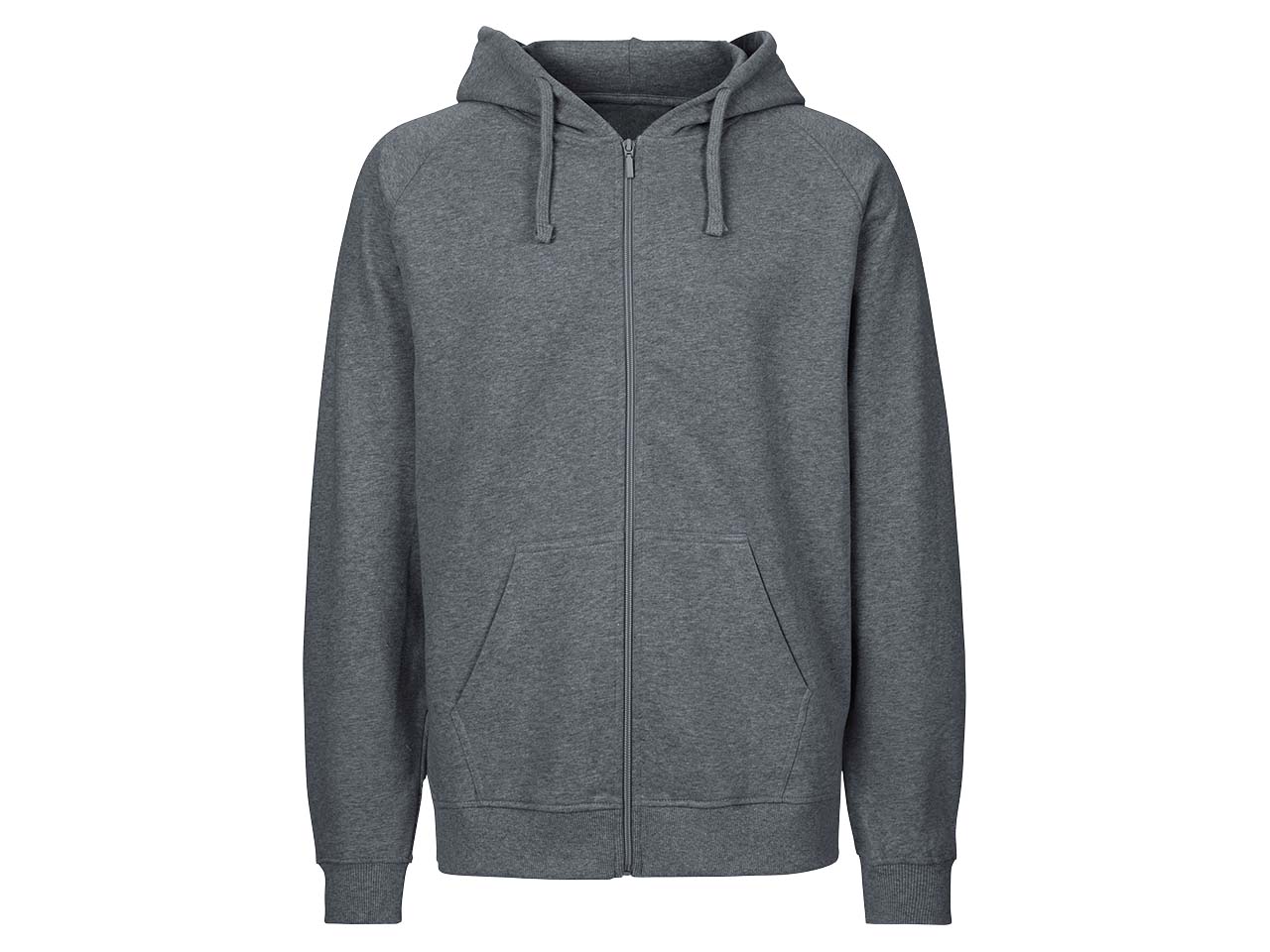 Neutral Bio-Herren-Sweatjacke mit Kapuze dunkelgrau, Gr. M