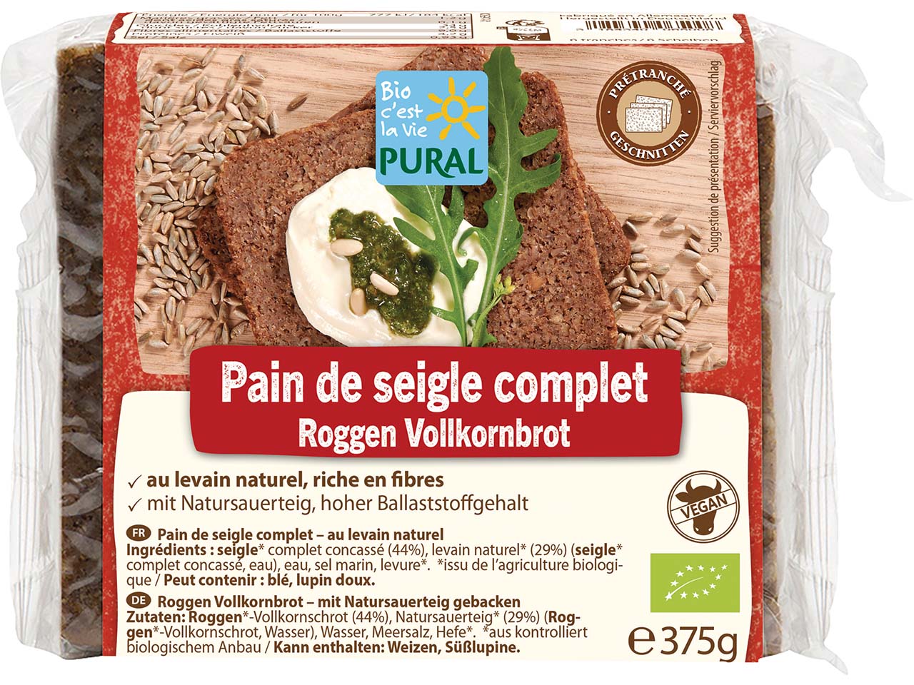 PURAL Bio-Roggen Vollkornbrot, 375 g