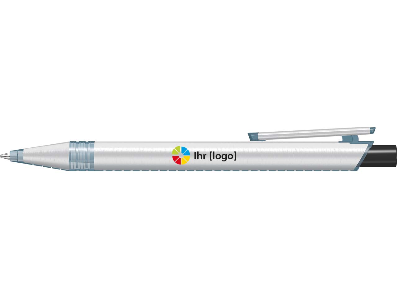 uma Kugelschreiber "recycelt PET PEN ALUMA" mit transparent farbigem Drücker, schwarz