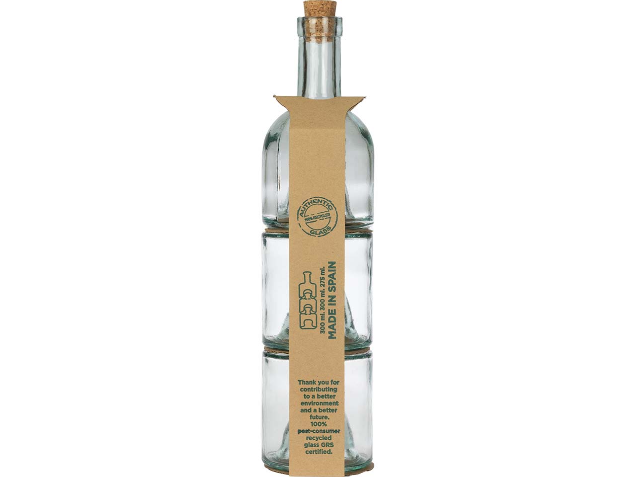 Essig & Öl Stapelflasche mit 2 x 300 ml & 1 x 275 ml, aus Recyclingglas