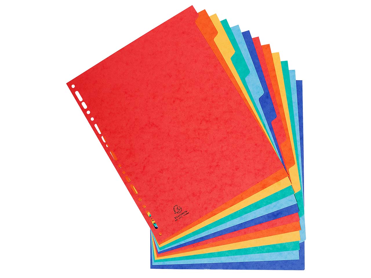 25 Exacompta Register, Colorspan-Karton, 12 Taben neutral, 225 g/m², DIN A4 Maxi, sortiert