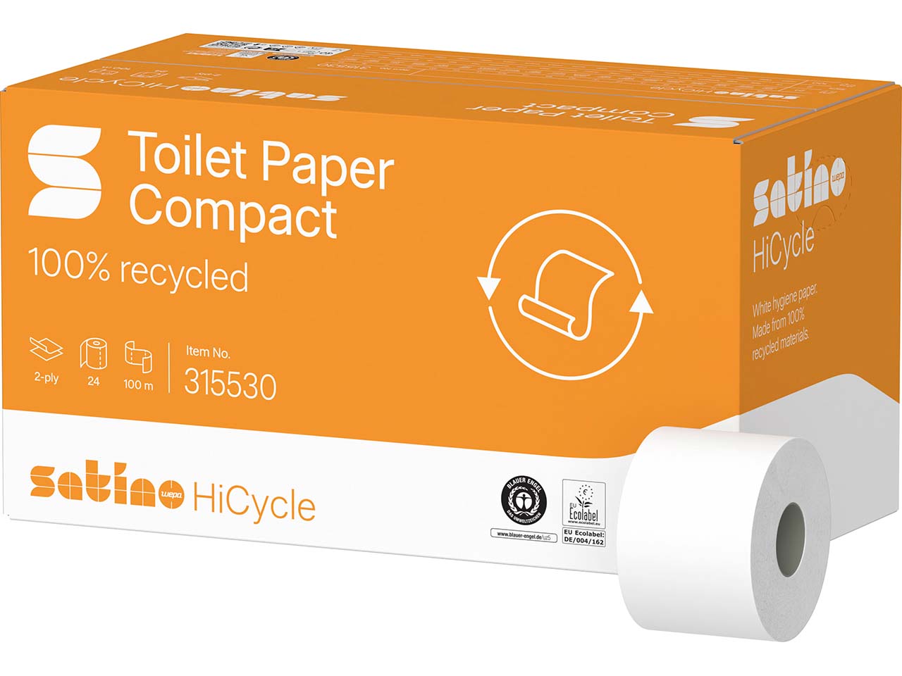 Satino System-Toilettenpapier "HiCycle" 2-lagig, 24 Rollen á 100 m