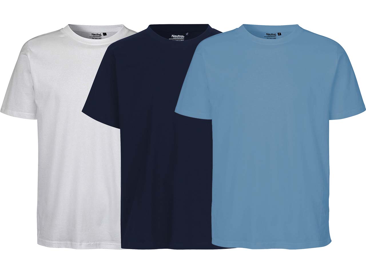 Neutral 3er-Set Bio-Unisex-T-Shirt, verschiedenfarbig, weiß/navy/dusty indigo, Gr. XL