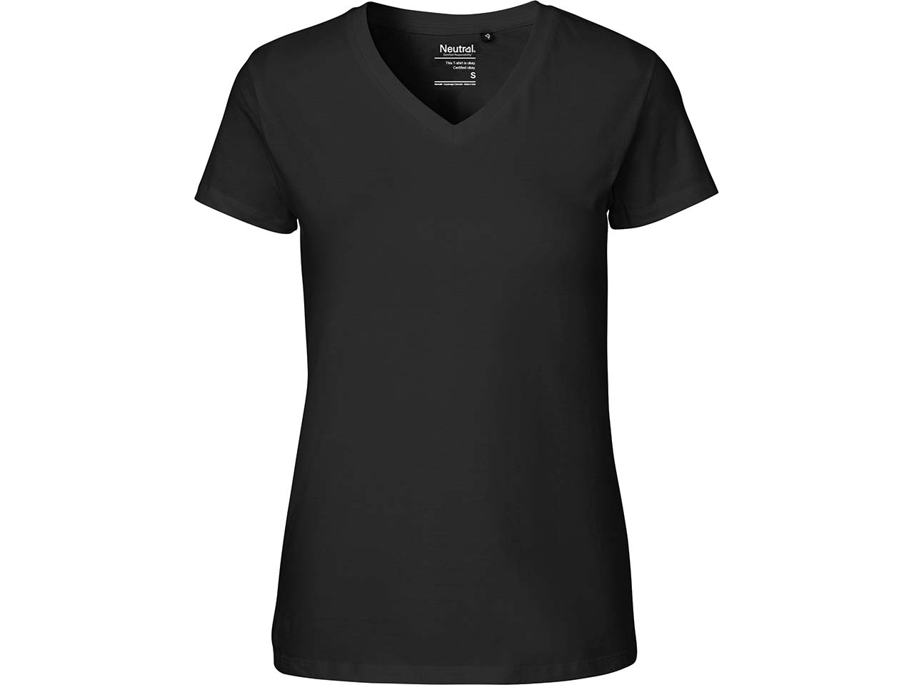 Neutral Bio-Damen-T-Shirt mit V-Ausschnitt, black, Gr. XL