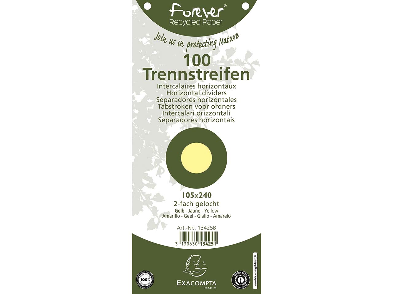 12 x100 Exacompta Trennstreifen "Forever", 180 g/m², 105 x 240 mm, gelb