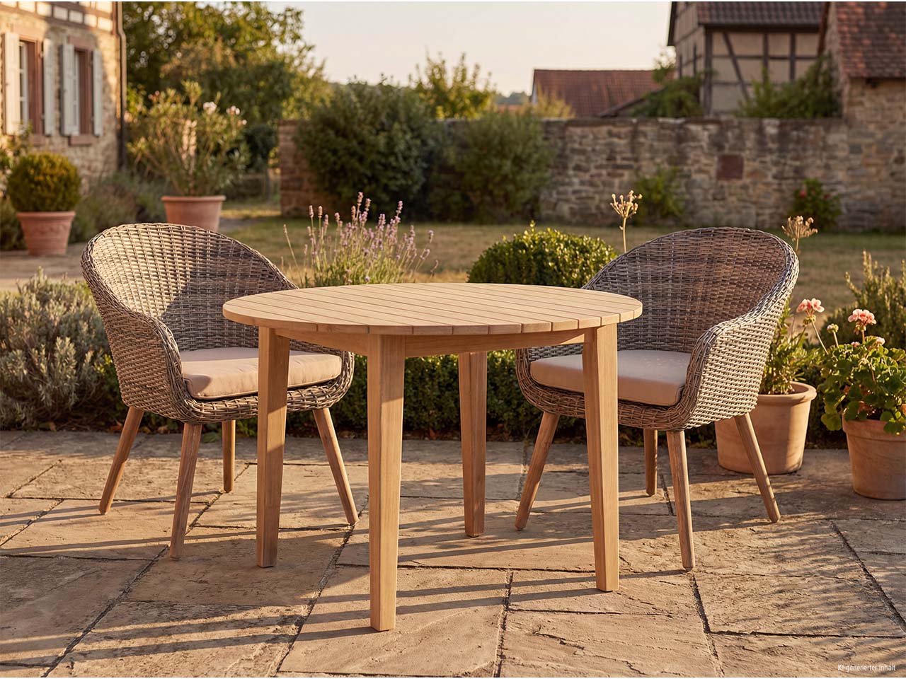 Gartenmöbel-Set "PUEBLO/ARVADA" 3-tlg. 1 Tisch Akazie, 2 Sessel Auflage taupe, KG dbraun