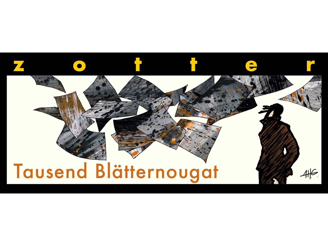 Zotter Bio-Schokolade Handgeschöpft mit individuell gest. Banderole, Blätternougat 70 g