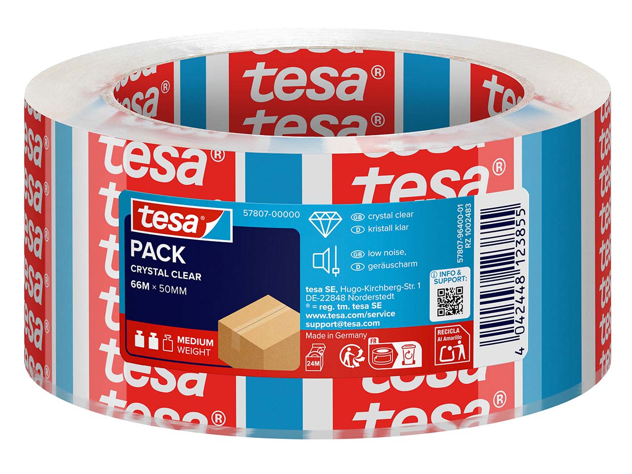 tesa Packband "Crystal Clear", 50 mm x 66 m, 67 µ
