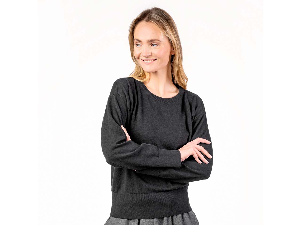 Living Crafts Bio-Damen-Pullover 'UNDINE' mit Rippbündchen, black, Gr. M
