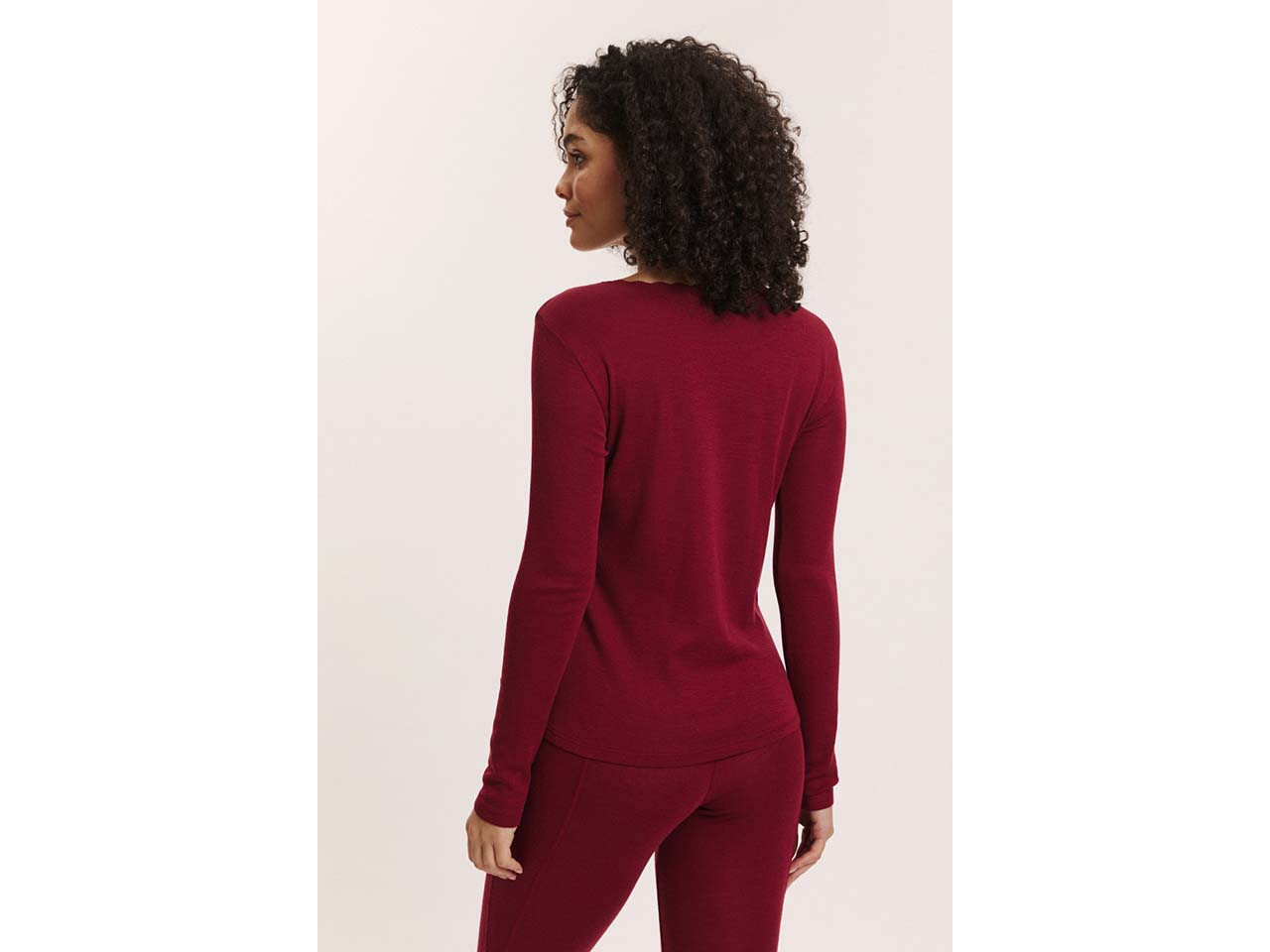 tranquillo Bio-Damen-Langarmshirt 'Noemiee' mit 50 % Woll-Anteil, tibetan red, Gr. S