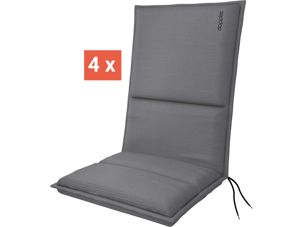 doppler Auflage "CITY" Midi, 4er-Pack, 110x48x6 cm, Polyester, dunkelgrau
