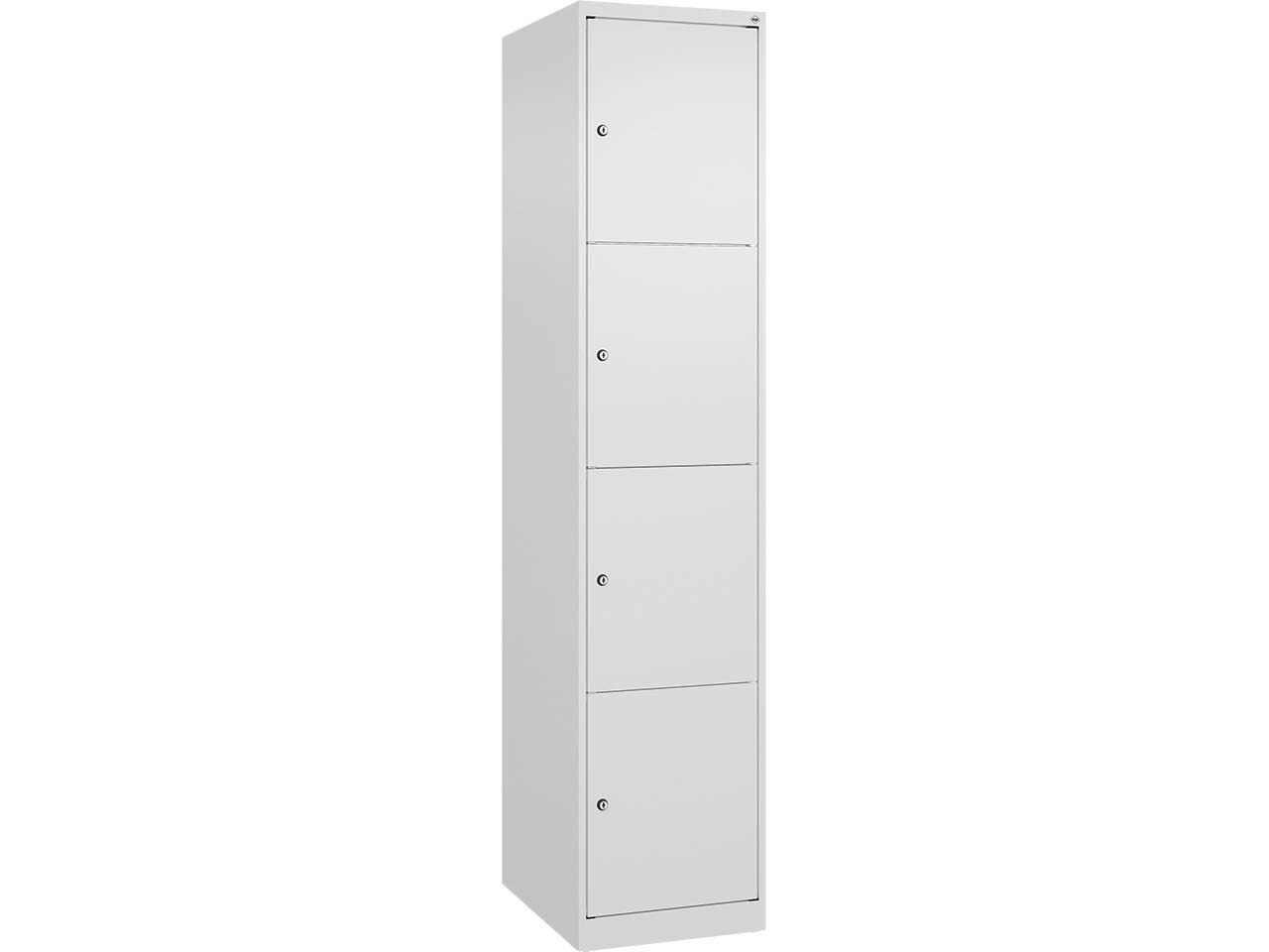 C+P Schließfachschrank Classic PLUS, 4 Fächer, 1850x400x500mm, Verkehrsweiß/Verkehrsweiß