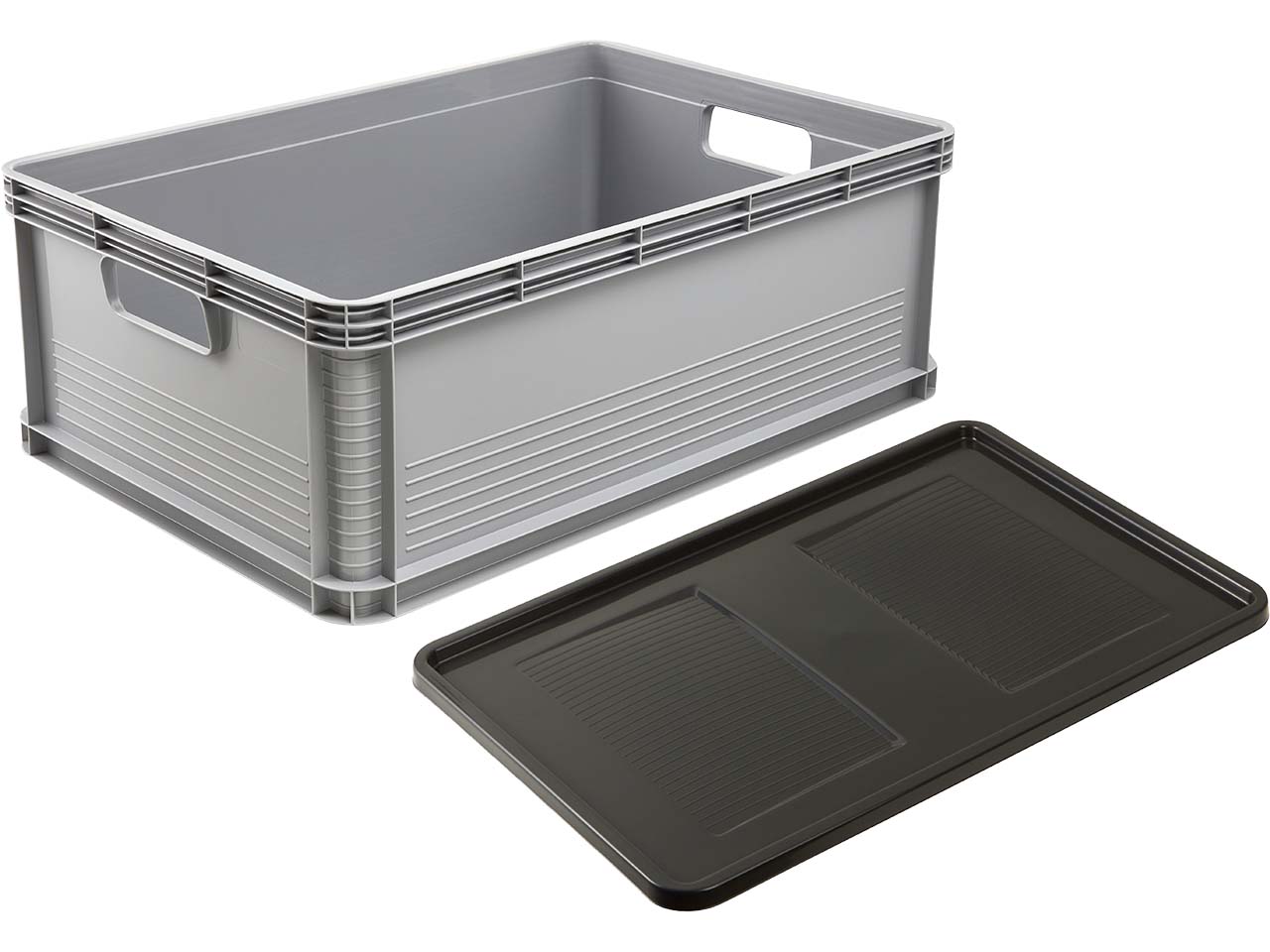 keeeper EURO-BOX "Robert" mit Deckel "Roberta", stapelbar, 60x40x22 cm, 45 l, grau
