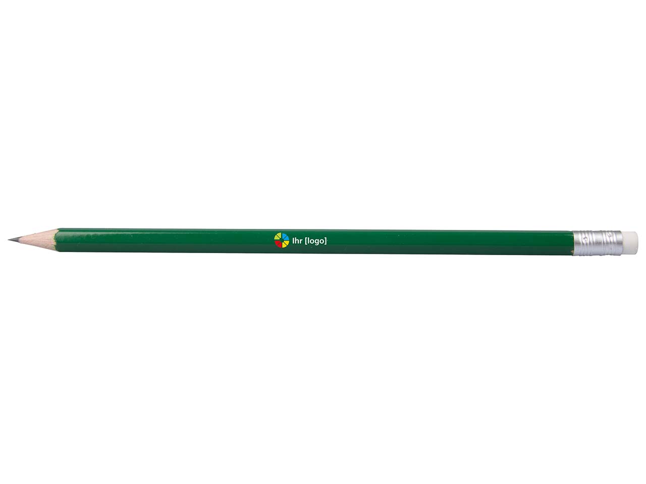 FSC-zertifizierter Bleistift 6-eckig 18,5 cm mit Radiertip, lackiert nach Farbtabelle
