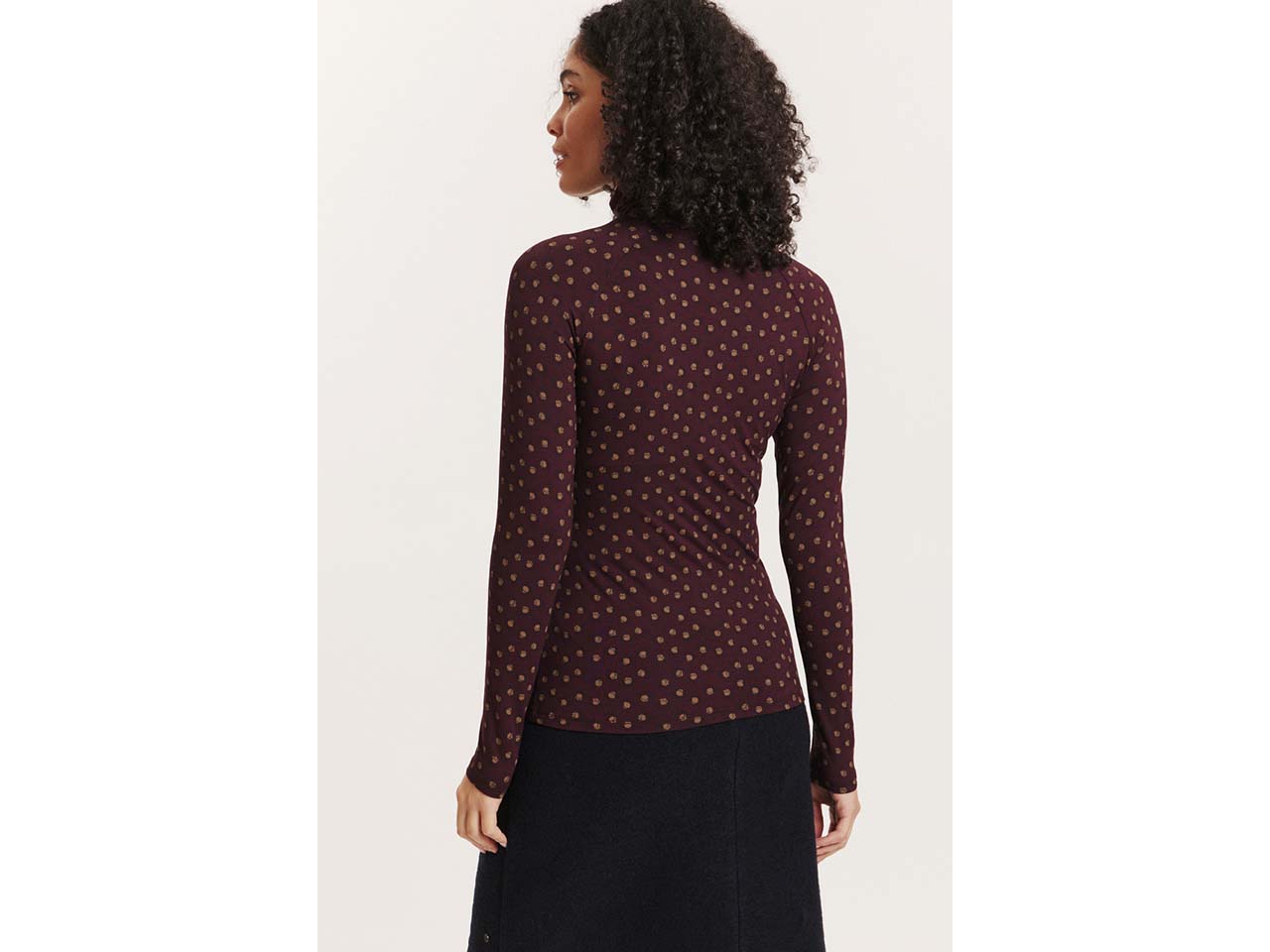tranquillo Bio-Damen-Langarmshirt 'Chiaraa' mit Soft-Rollkragen, burgundy sun, Gr. S