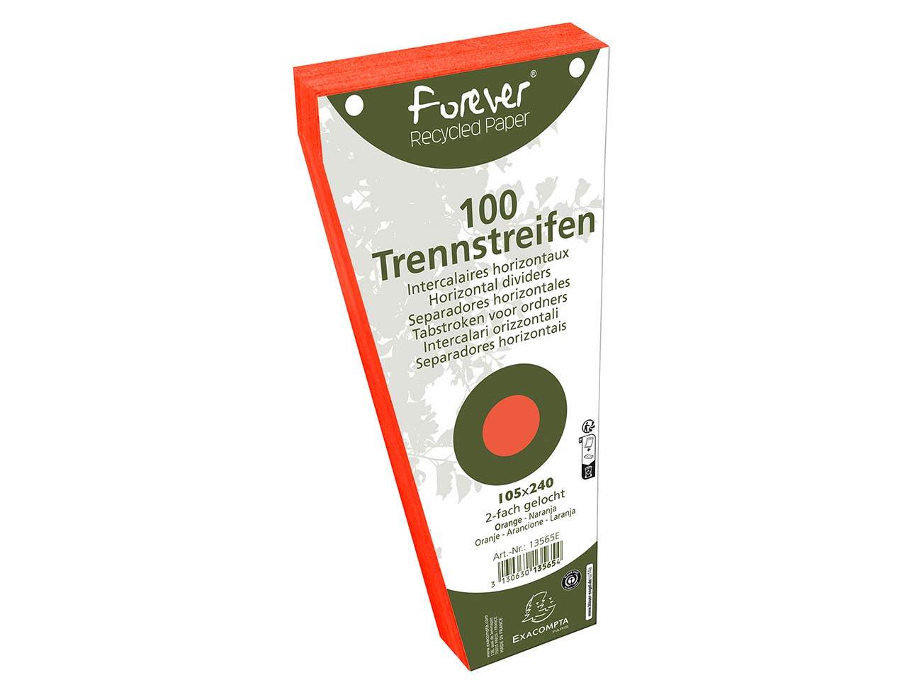 6 x 100 Exacompta Trennstreifen "Forever", Trapezform, 180 g/m², 105 x 240 mm, orange