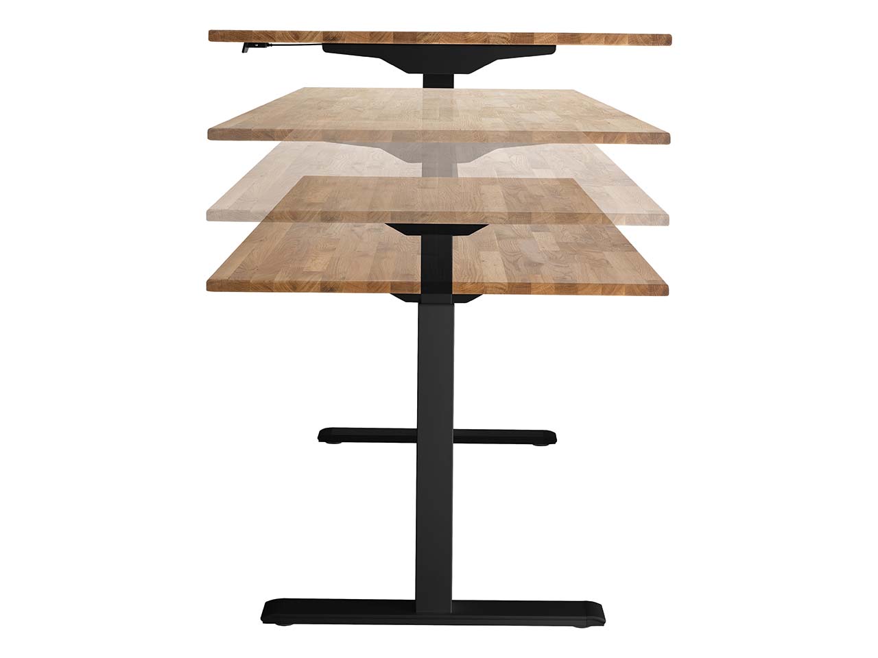 memo Höhenverstellbarer Schreibtisch "ON" schwarz, Eiche massiv, B 120 x T 80 cm