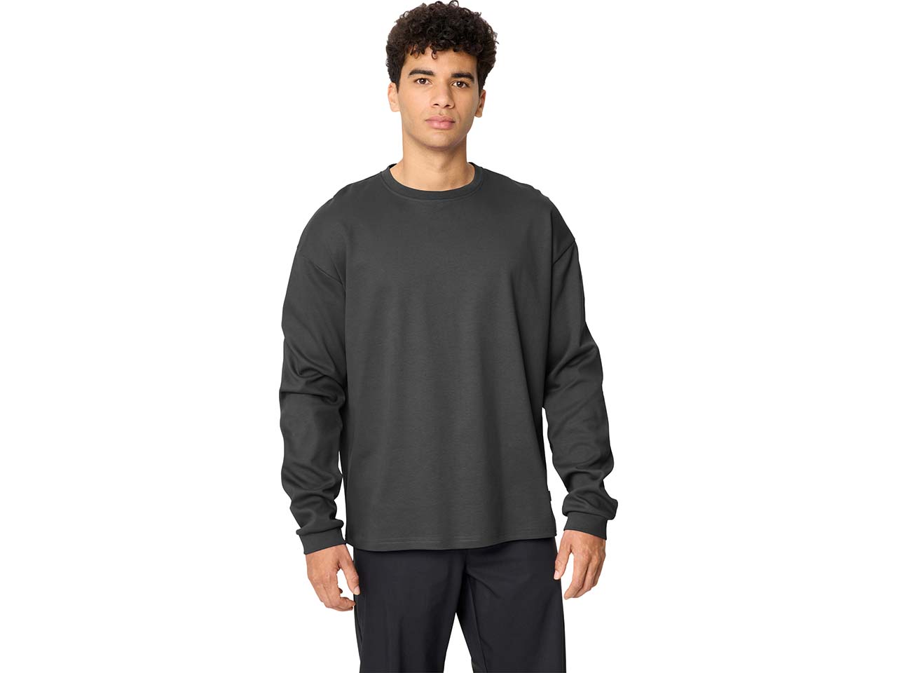 VAUDE Bio-Herren-Sweatshirt "Najun" mit Rückenaufdruck, graphite, Gr. M