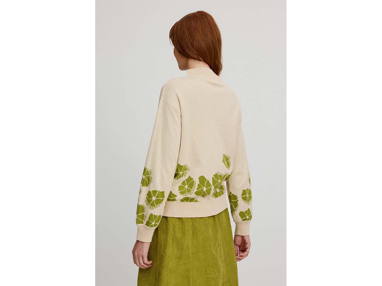 tranquillo Bio-Damen-Pullover mit dezentem Rollkragen, sand flowers, Gr. S