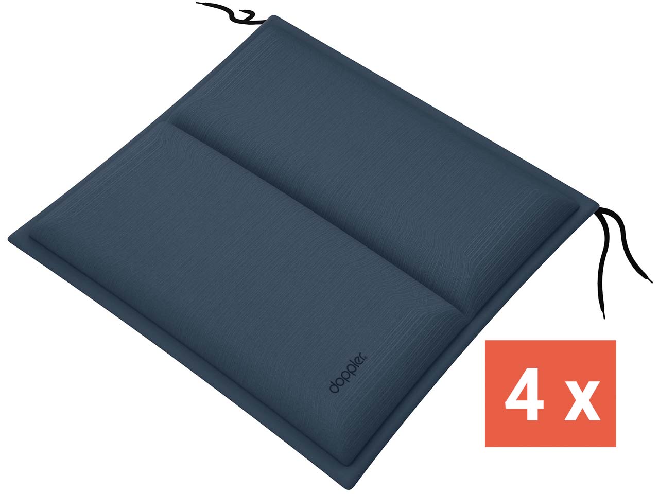 doppler Sitzkissen "CITY" mit Längssteppung, 4er-Pack, 48x48x6 cm, Polyester, dunkelblau