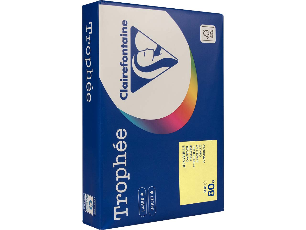 500 Blatt Clairfontaine Farbiges Kopierpapier "Trophee" 80 g/m², DIN A4, hellgelb