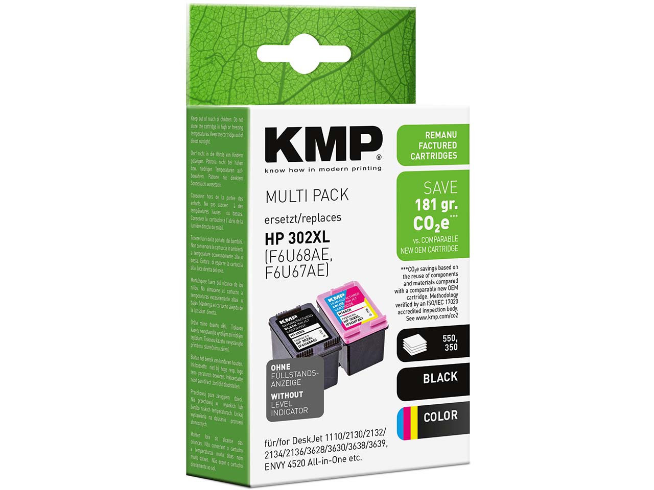 KMP Tintenpatronen ersetzt HP Nr. 302XLBK/C schwarz, color, 2er-Set