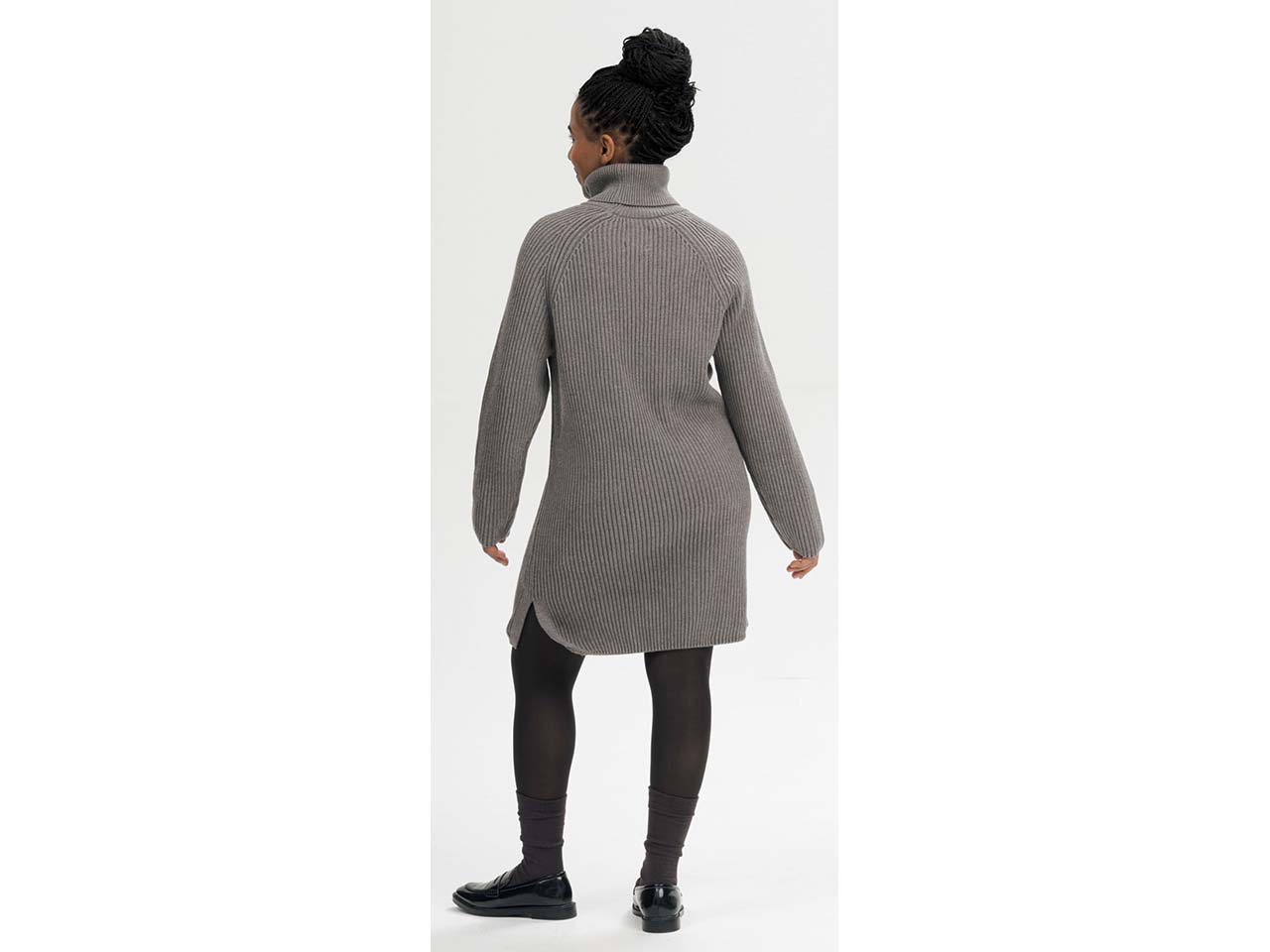 MELA Bio-Damen-Midi-Strickkleid 'ARUNIKA' mit Rollkragen, bear melange, Gr. S