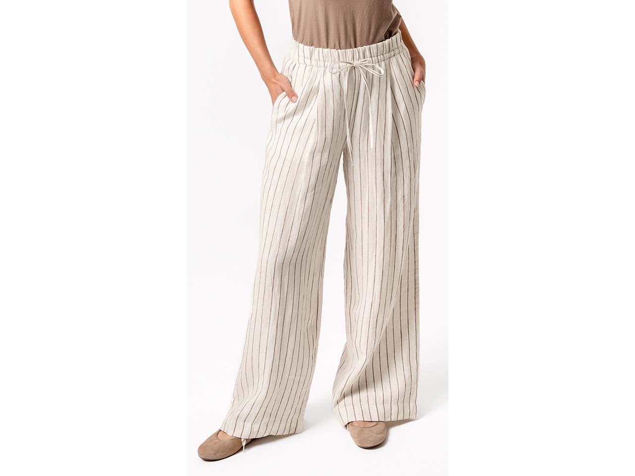 Living Crafts Damen-Hose "TAKARA" mit Bindebändchen, chalk/earth, Gr. 38