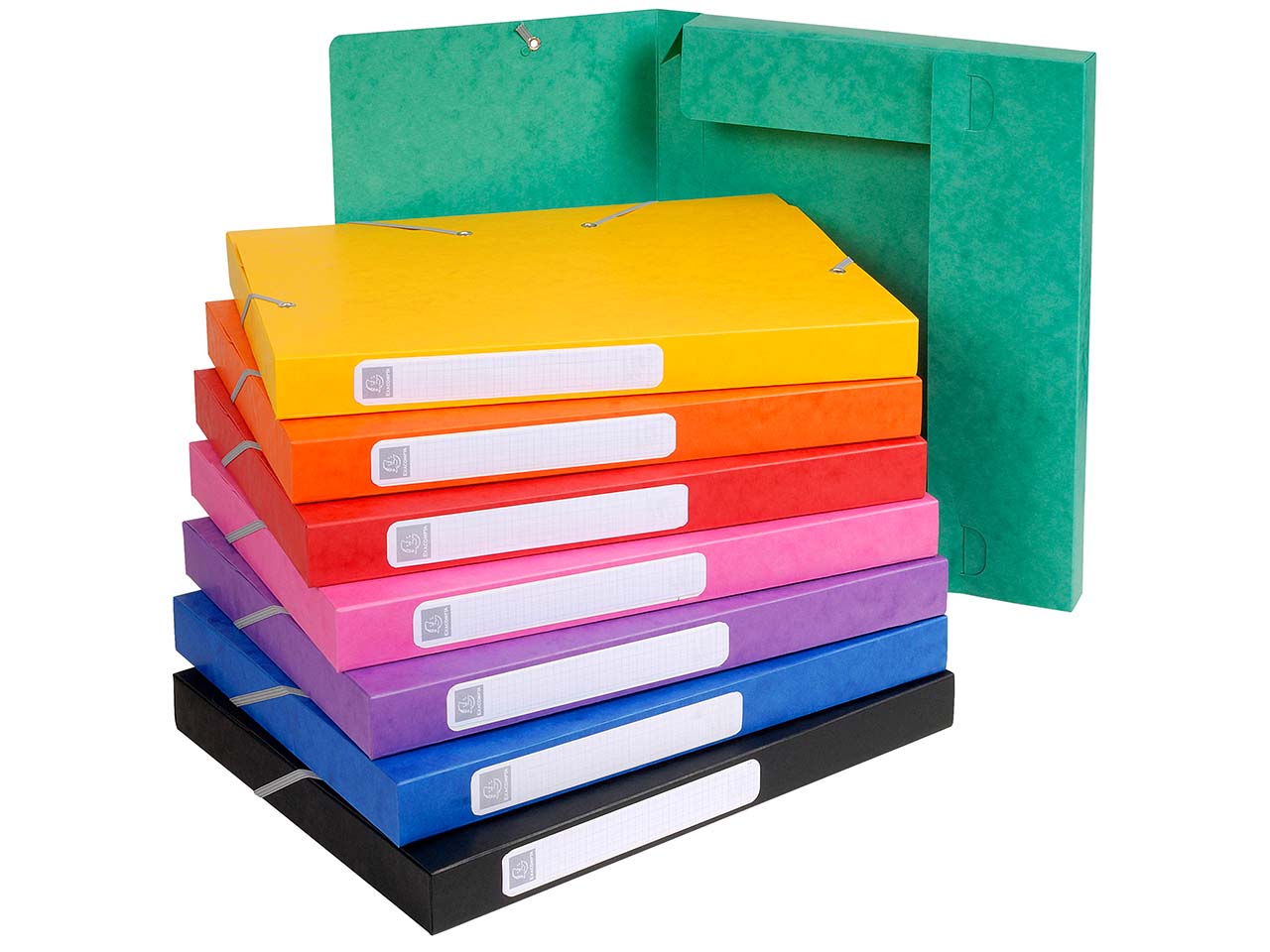 25 Exacompta Archivboxen, Colorspan, 425 g/m², DIN A4, 3 Klappen, RB 25 mm, sortiert