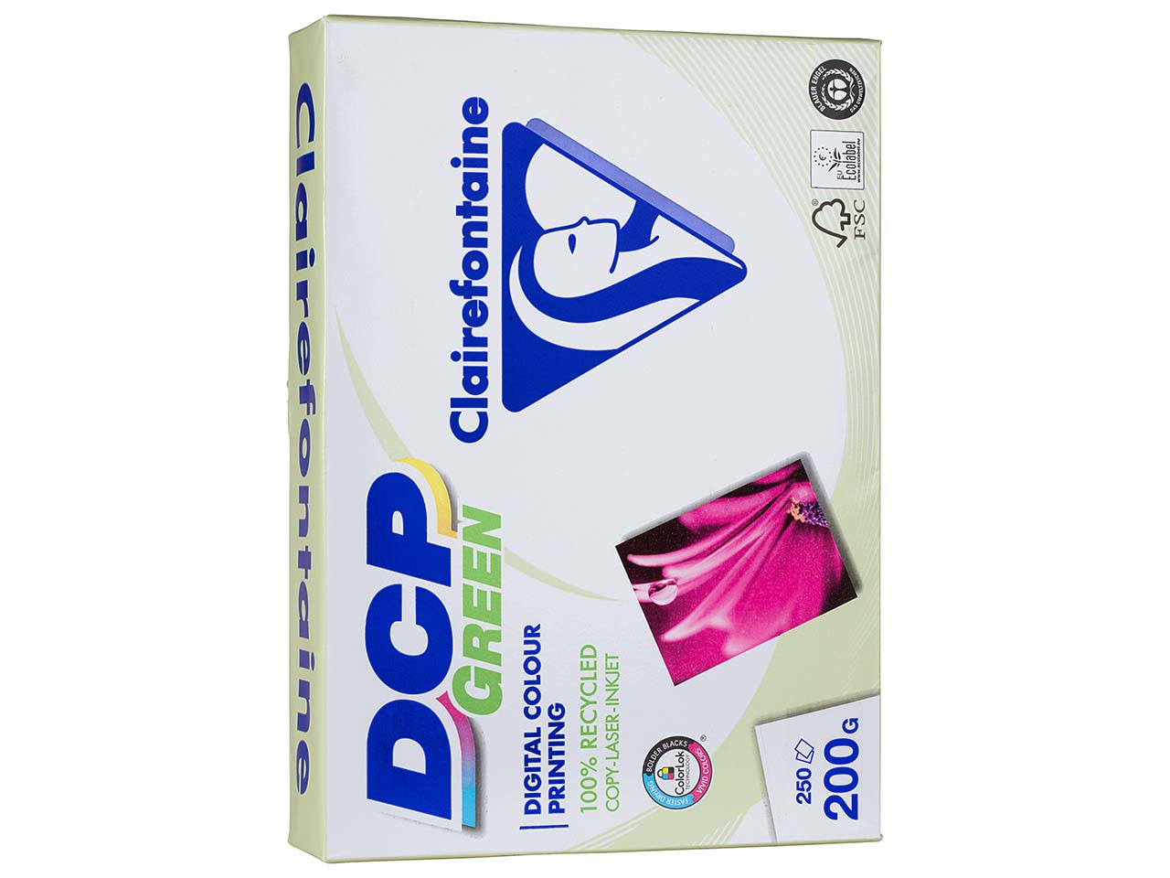 250 Blatt Clairefontaine Recycling-Laserpapier "DCP Green" 200 g/m², DIN A4