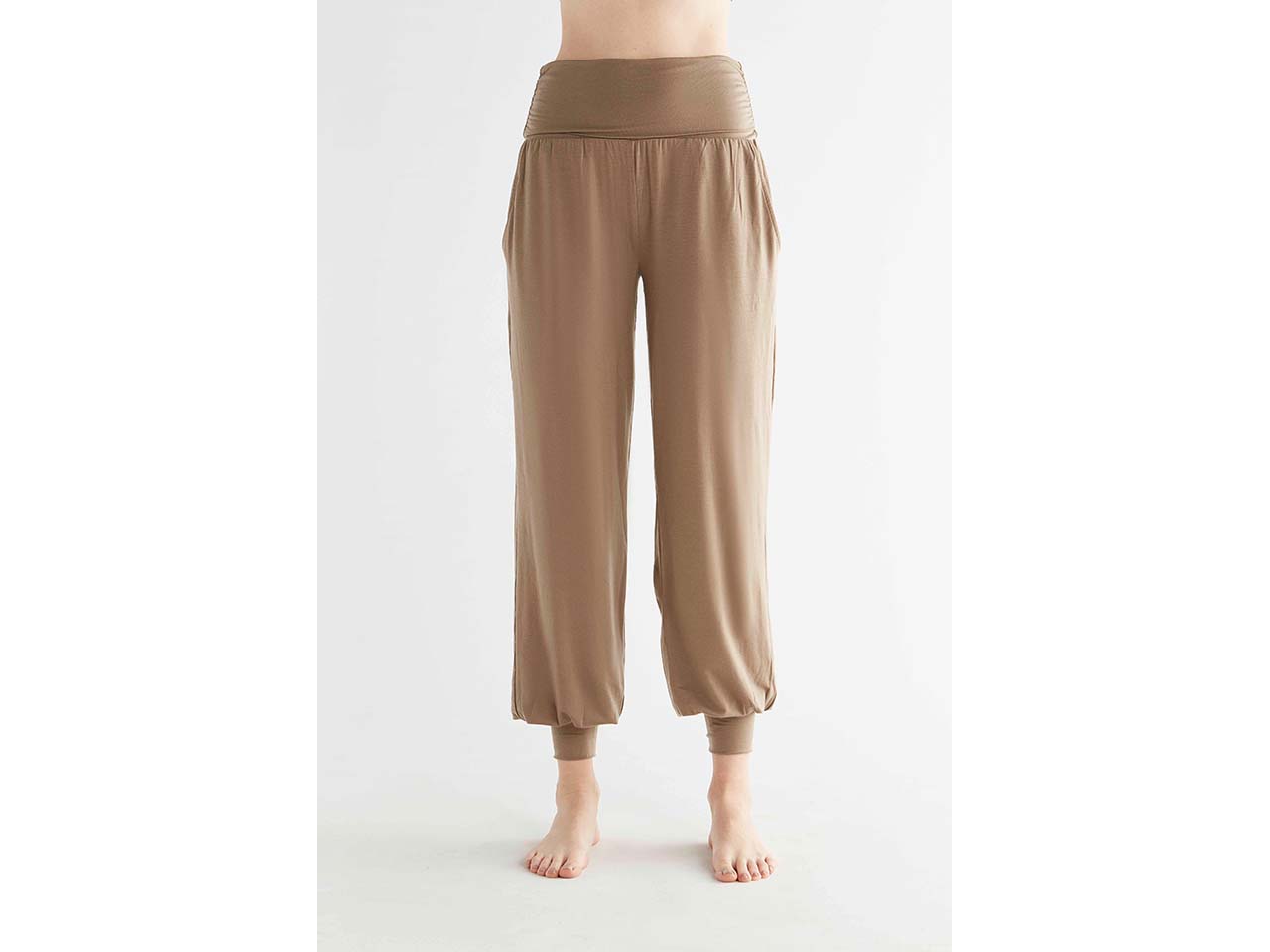 TRUE NORTH Damen-Yoga-Hose mit Hüftumschlag, braun, Gr. XS