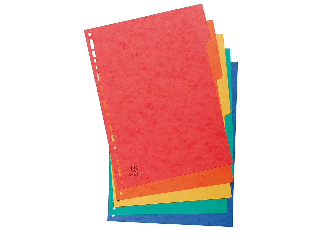 25 Exacompta Register, Colorspan-Karton, 5 Taben neutral, 225 g/m², DIN A4, sortiert